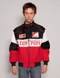Stylefizz Tri-Color Ferrari Racing Jacket – Red/White/Black Motorsport Style