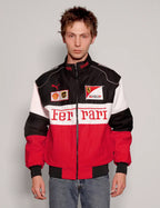 Stylefizz Tri-Color Ferrari Racing Jacket – Red/White/Black Motorsport Style