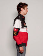 Stylefizz Tri-Color Ferrari Racing Jacket – Red/White/Black Motorsport Style