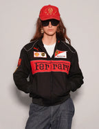 Stylefizz Black Grand Prix Racing Jacket – Ferrari-Inspired Design