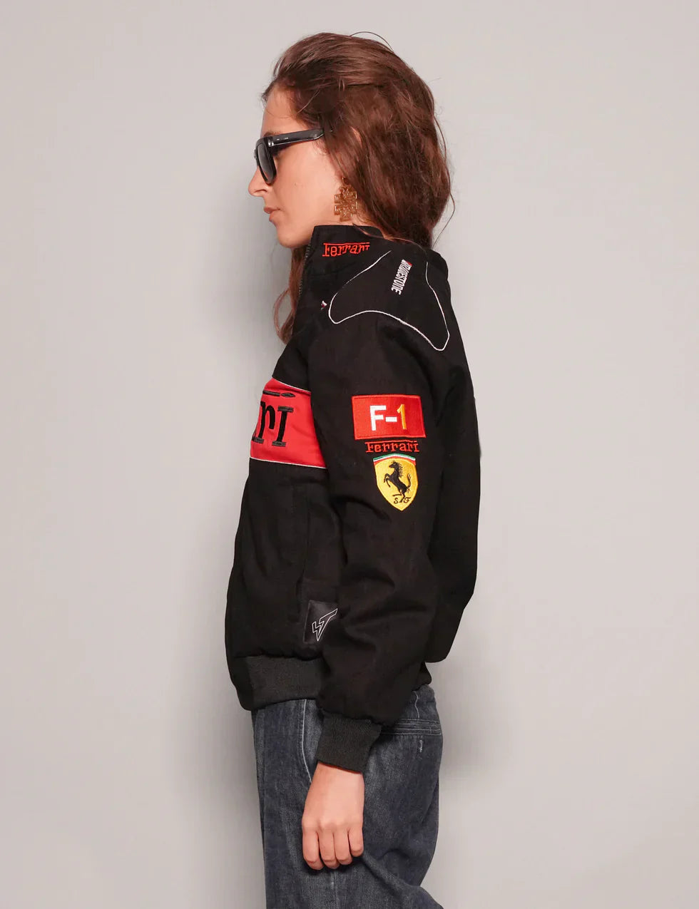 Stylefizz Black Grand Prix Racing Jacket – Ferrari-Inspired Design