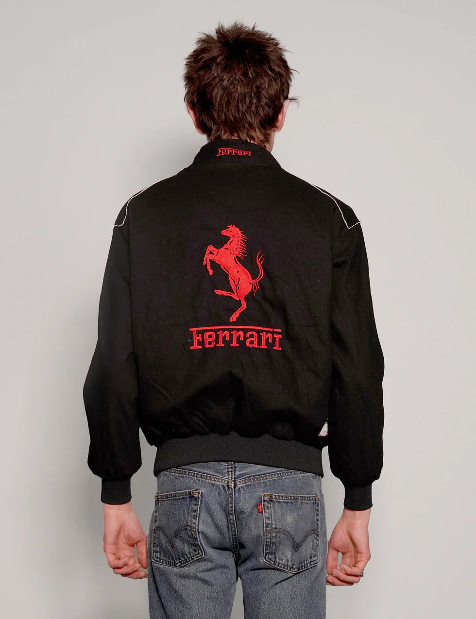 Stylefizz Black Ferrari Racing Jacket – Luxury Motorsport-Inspired Streetwear