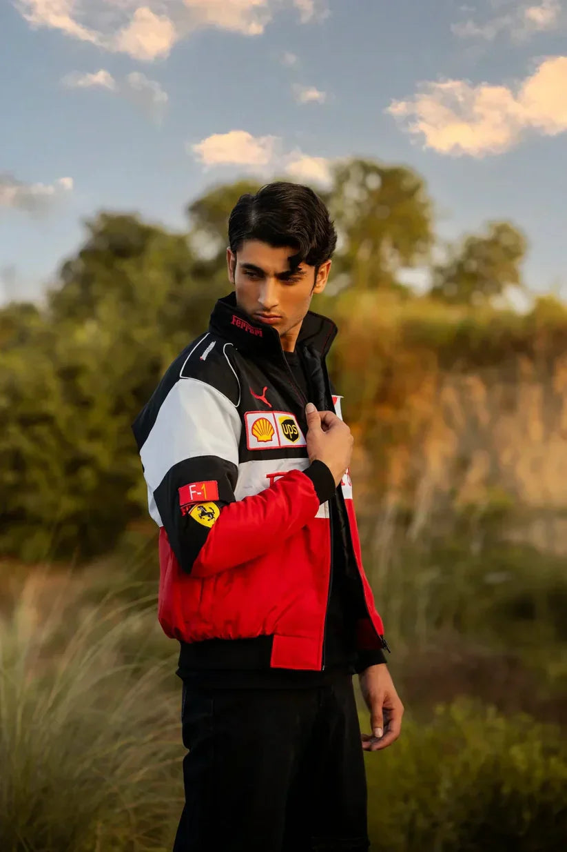 Stylefizz Tri-Color Ferrari Racing Jacket – Premium Motorsport Streetwear