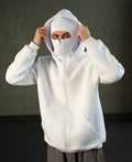 Stylefizz White Balaclava Hoodie – Streetwear Masked Pullover for Men & Women