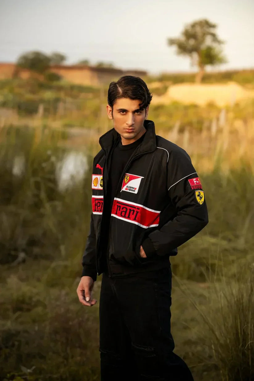 Stylefizz Black Ferrari Racing Jacket – Premium Motorsport Streetwear