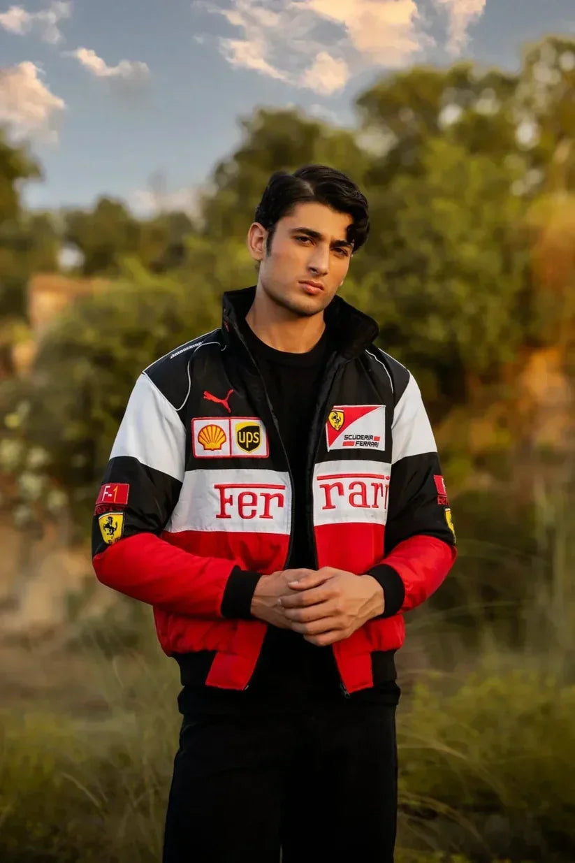 Stylefizz Tri-Color Ferrari Racing Jacket – Premium Motorsport Streetwear