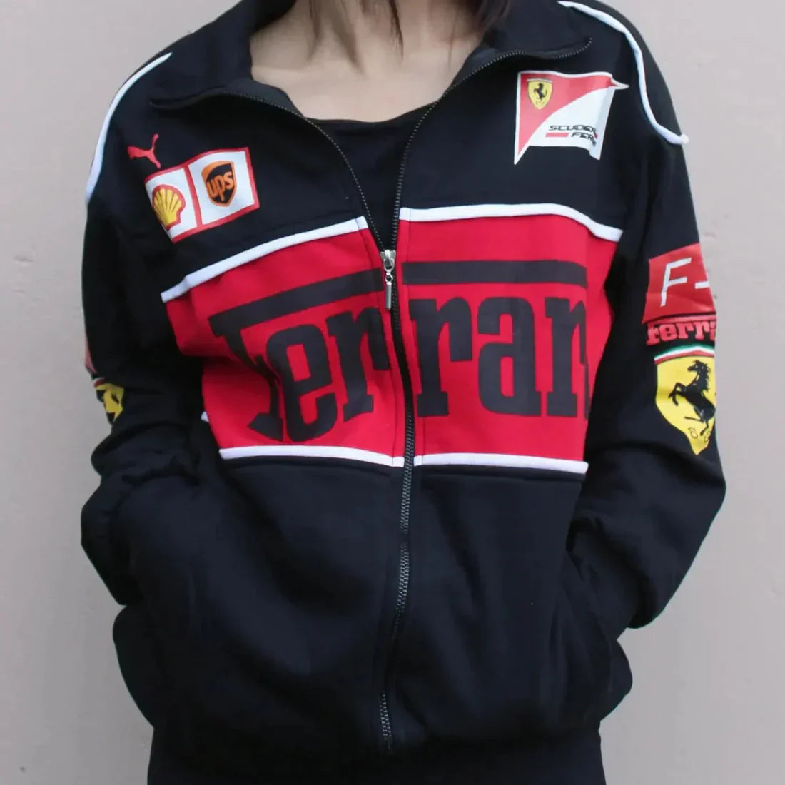Black Ferrari Racing Jacket – Stylefizz Street Performance Edition